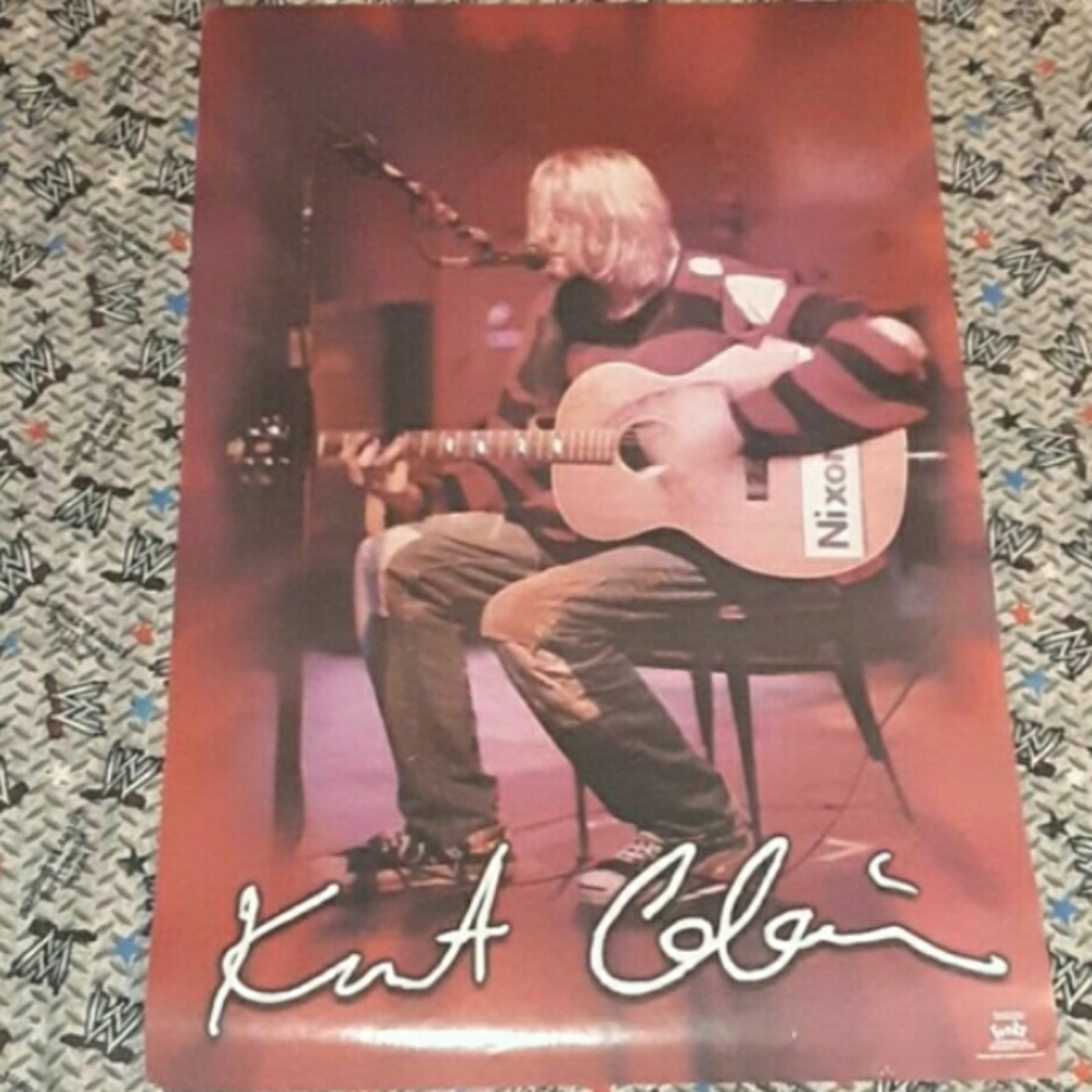 90s Kurt Cobain Nirvana MTV Unplugged Poster Vintage